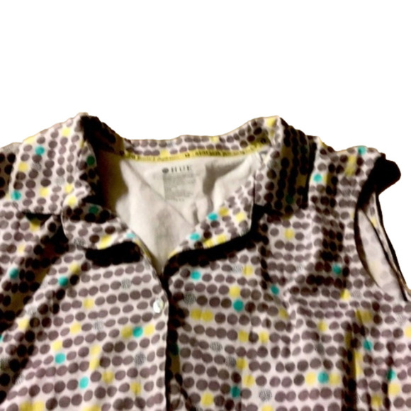NWOT. HUE Polka Dot Sleeveless Collared Sleep Shirt - Picture 3 of 8